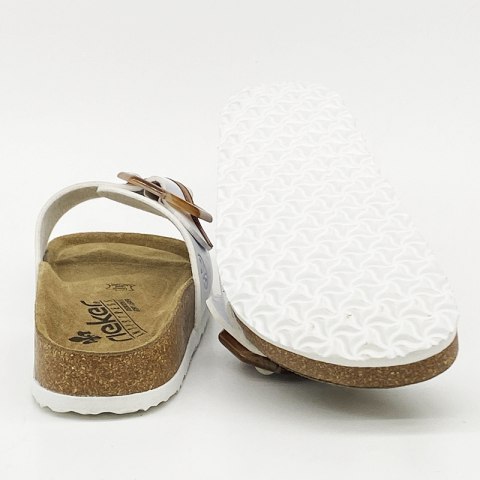 V9394-80 Rieker białe klapki ortopedyczne damskie, tegość H